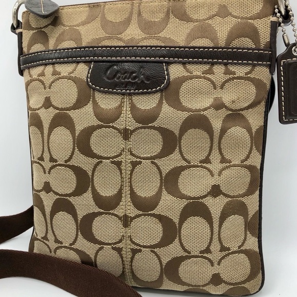 COACH light brown canvas crossbody handbag - Picture 2 of 6